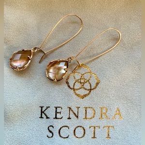 Kendra Scott Rose Gold Drop Earrings Rose Tan Brown Muti Faceted Stone